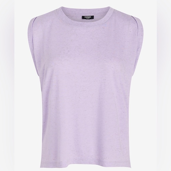 NWT Express Linen-blend crew neck muscle tank - lilac heather color Size XS - Picture 11 of 11